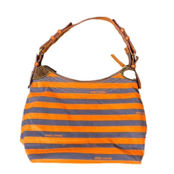 Dooney & Bourke Handbags - Dooney & Bourke orange and blue striped hand bag